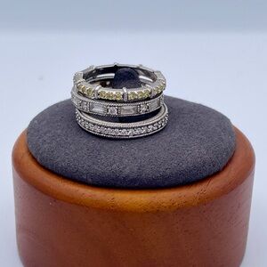 Judith Ripka Rings Lot – Sterling Silver CZ & Lemon CZ Stacking Bands Size 8